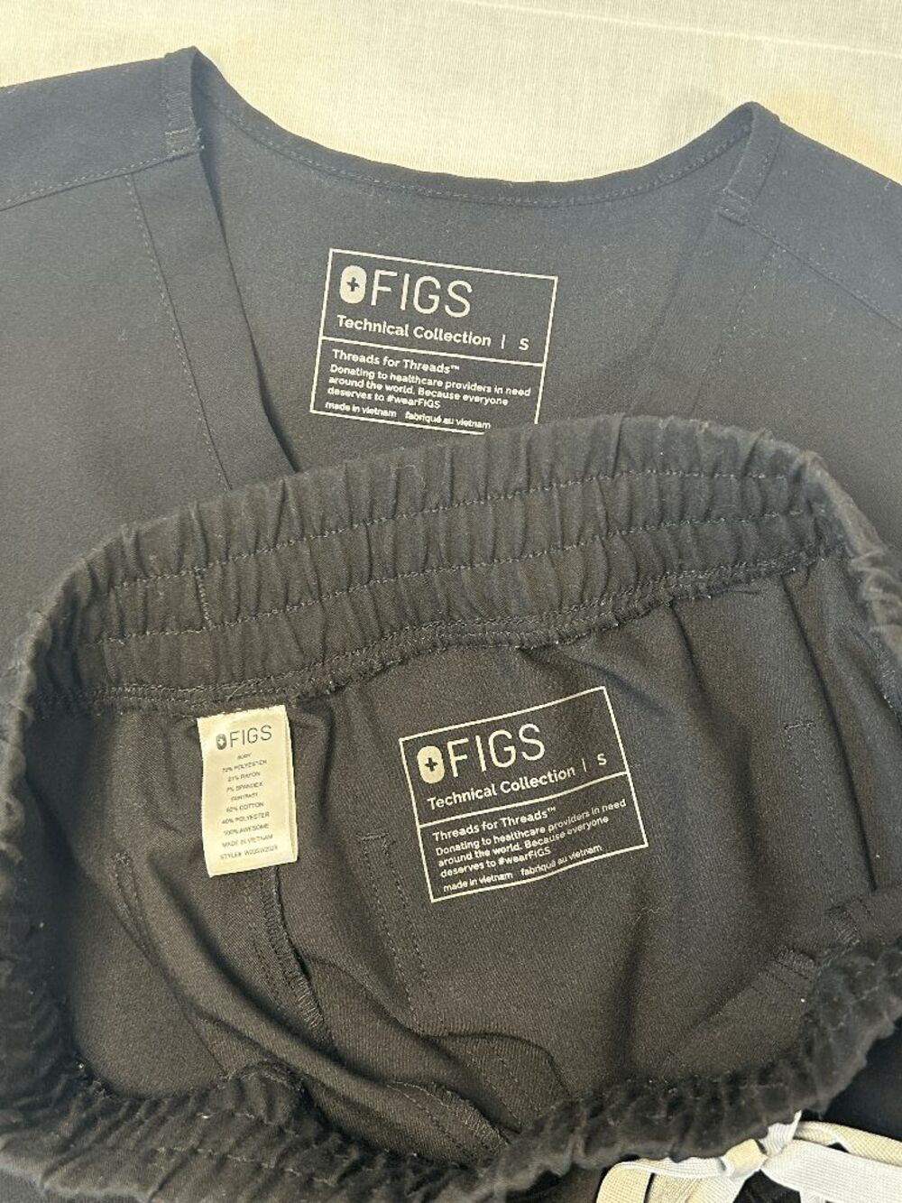 Figs Technical Collection Black Scrub Set Size Small Drawstring Joggers Pockets - Picture 3 of 8